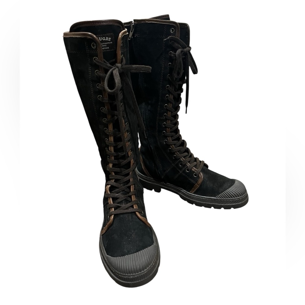 Pataugas Black and Brown Lace-Up Tall Boots size 7